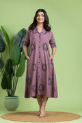 Mauve Geometric Print A-Line Dress