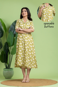 Light Green Floral Print A-Line Dress