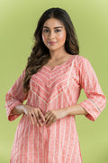 Light Pink Striped Straight Kurta