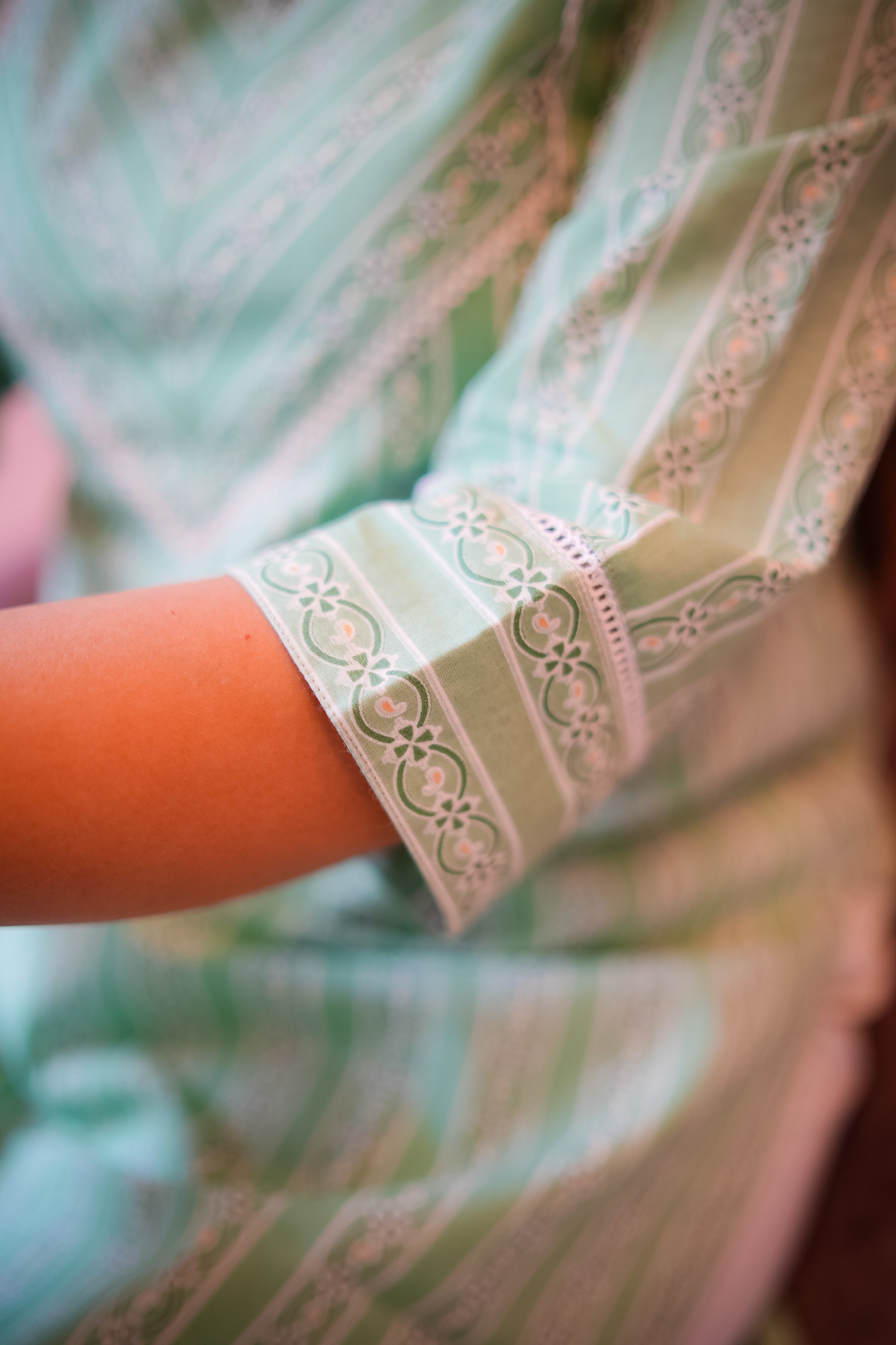 Mint Green Striped Straight Kurta