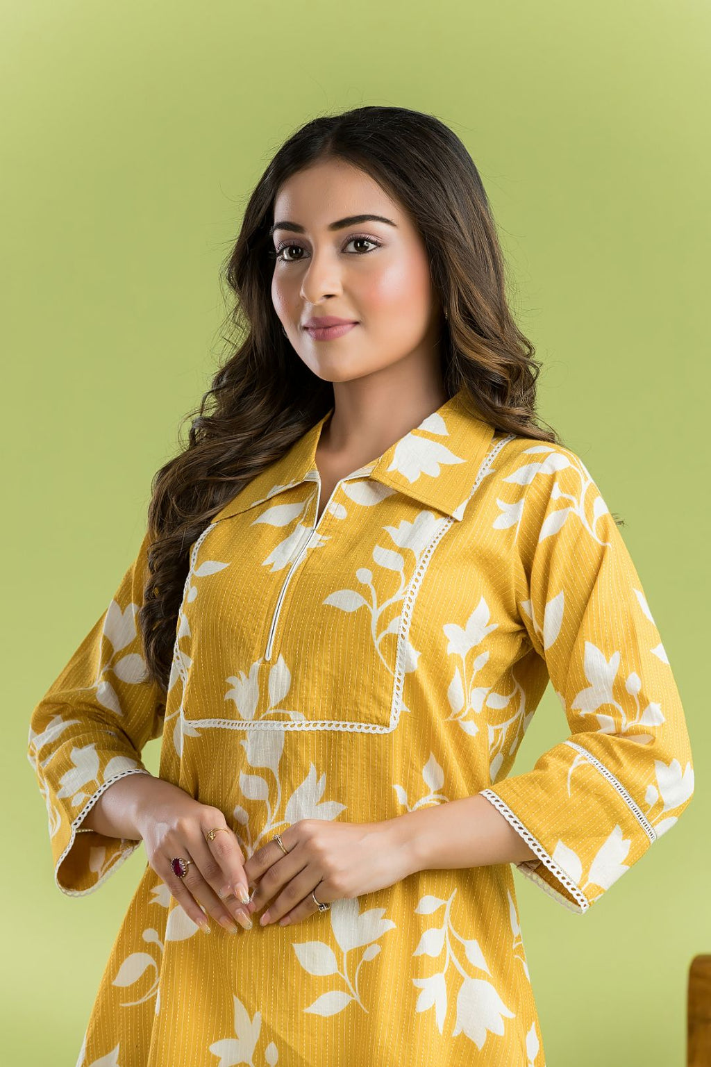 Yellow Floral Print Kurta