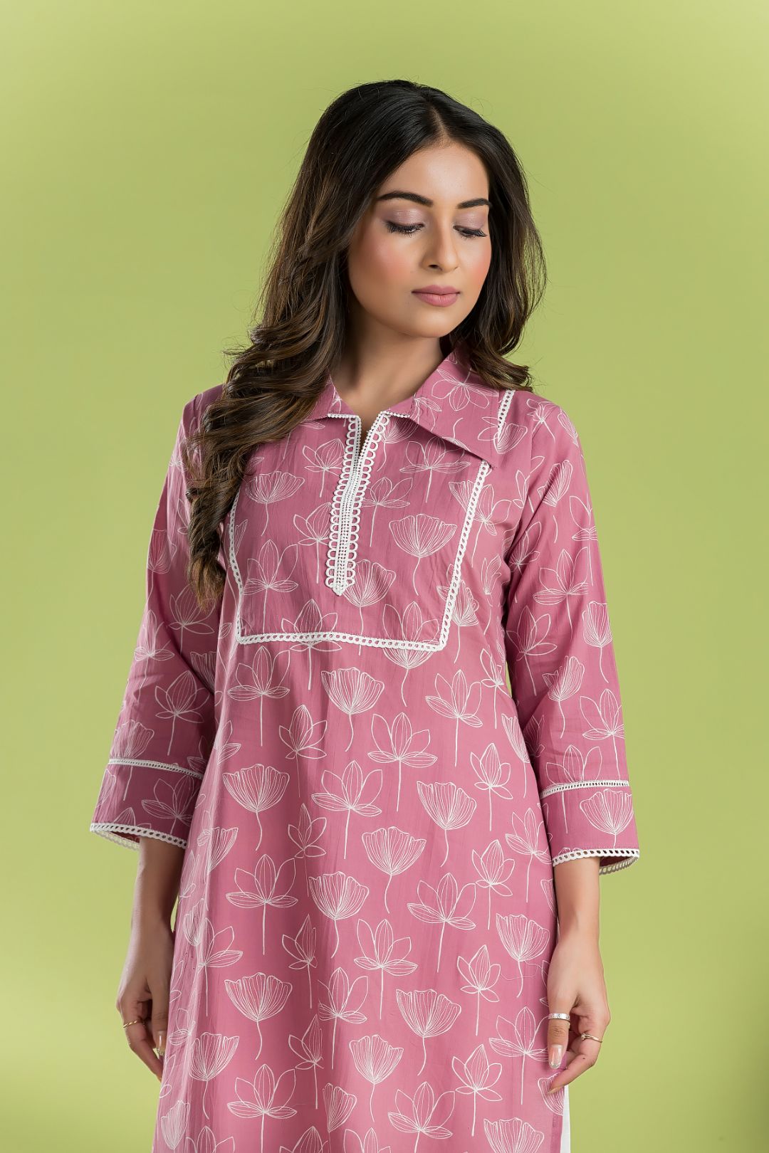 Dusty Pink Lotus Print Kurta