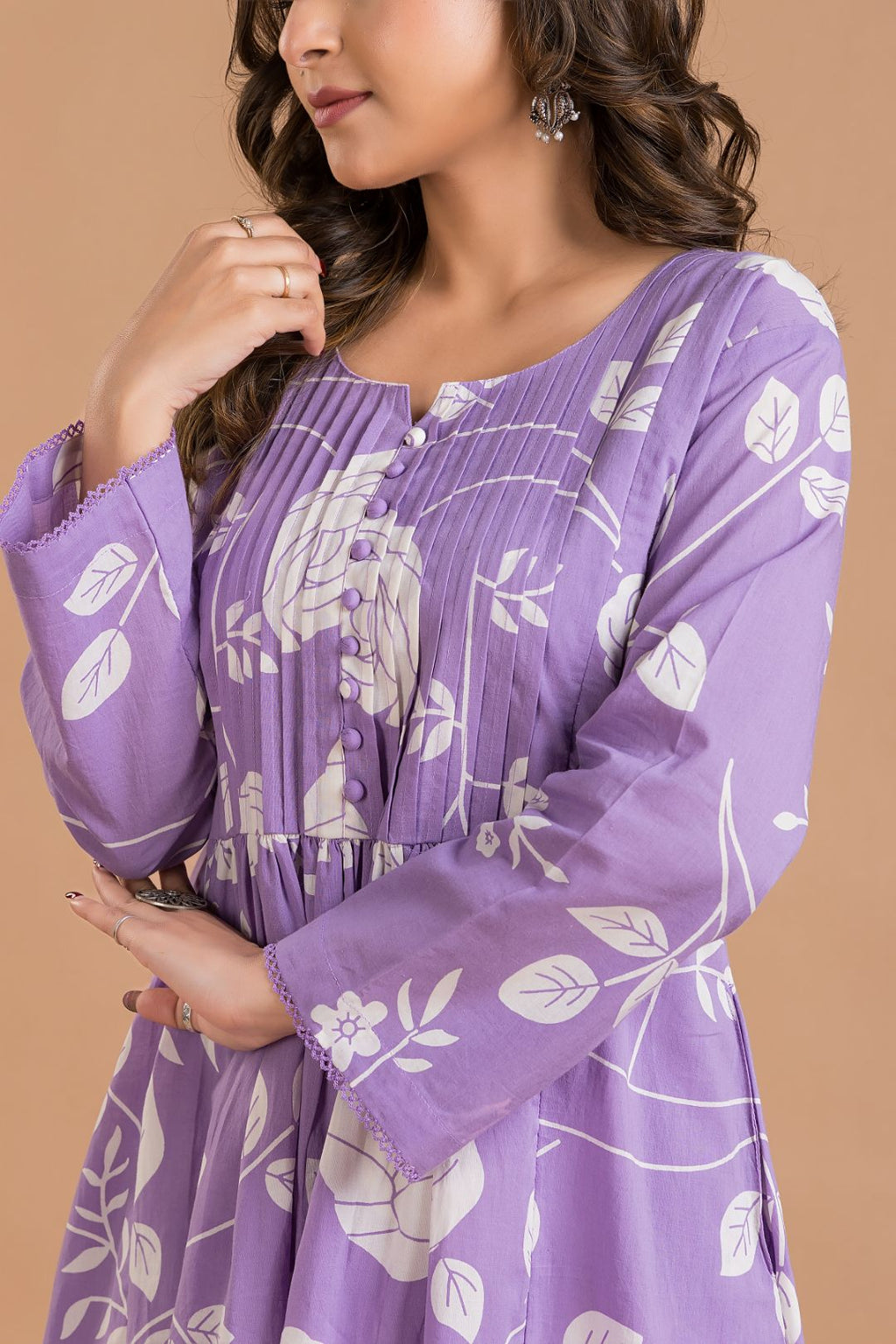 Lavender Rose Print Maternity Kurta