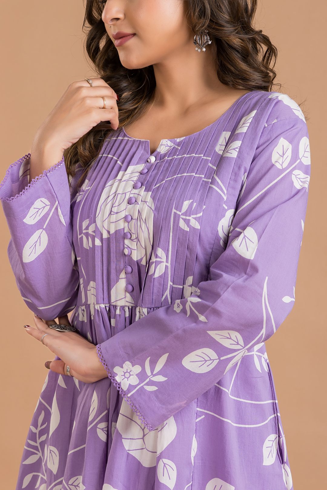 Lavender Rose Print Maternity Kurta