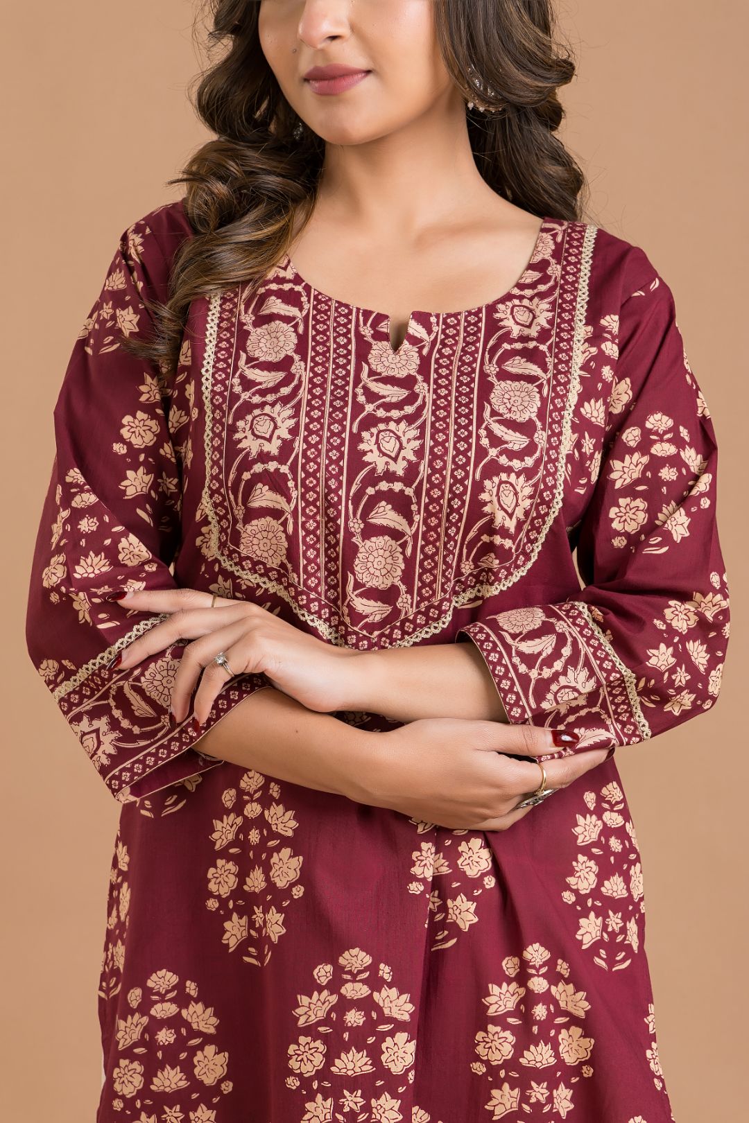 Rosewood Floral Print Kurta