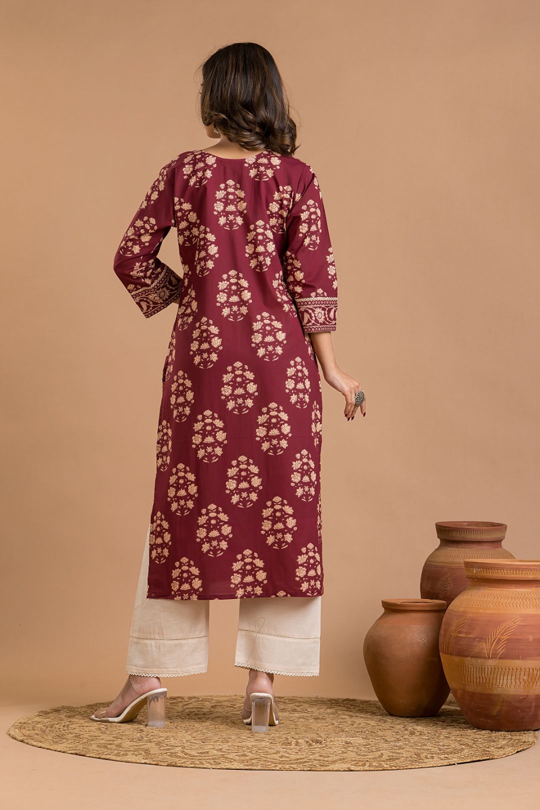 Rosewood Floral Print Kurta