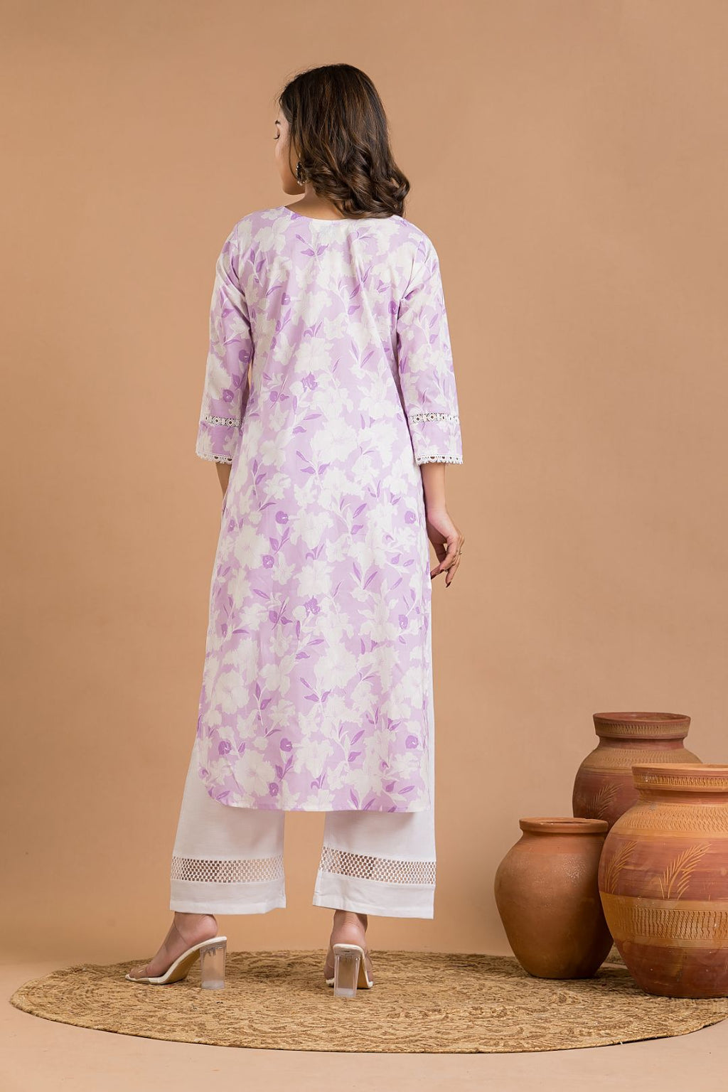 Lavender Floral Print Kurta