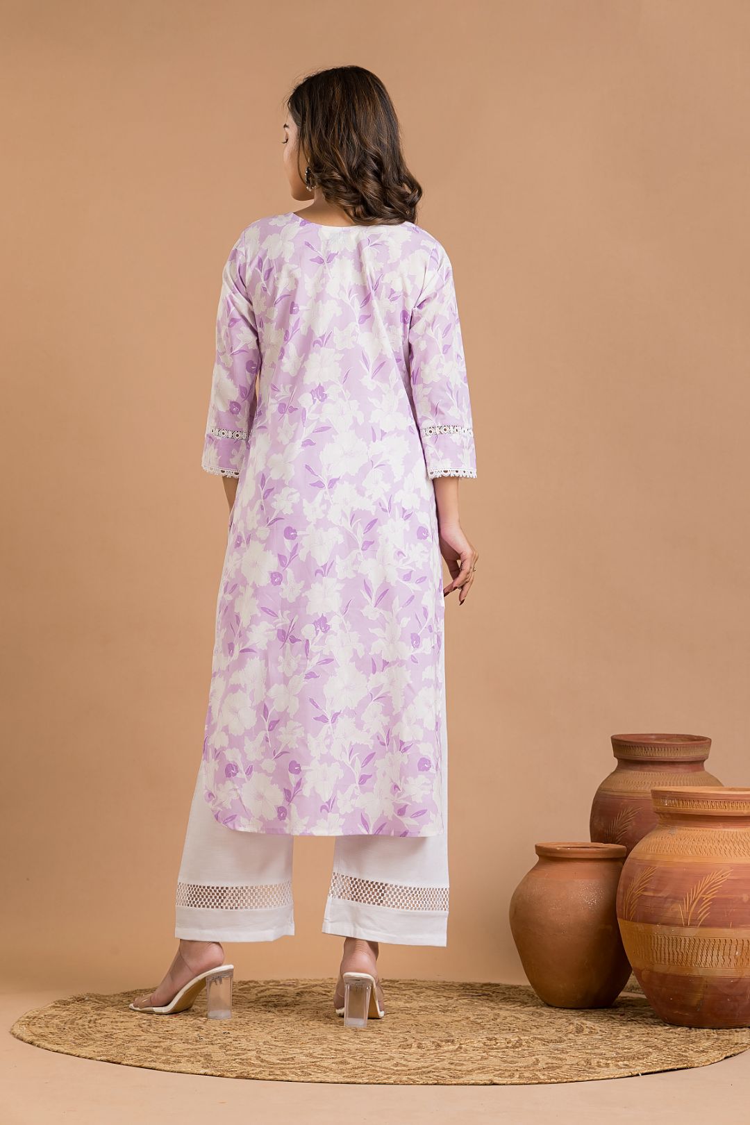 Lavender Floral Print Kurta
