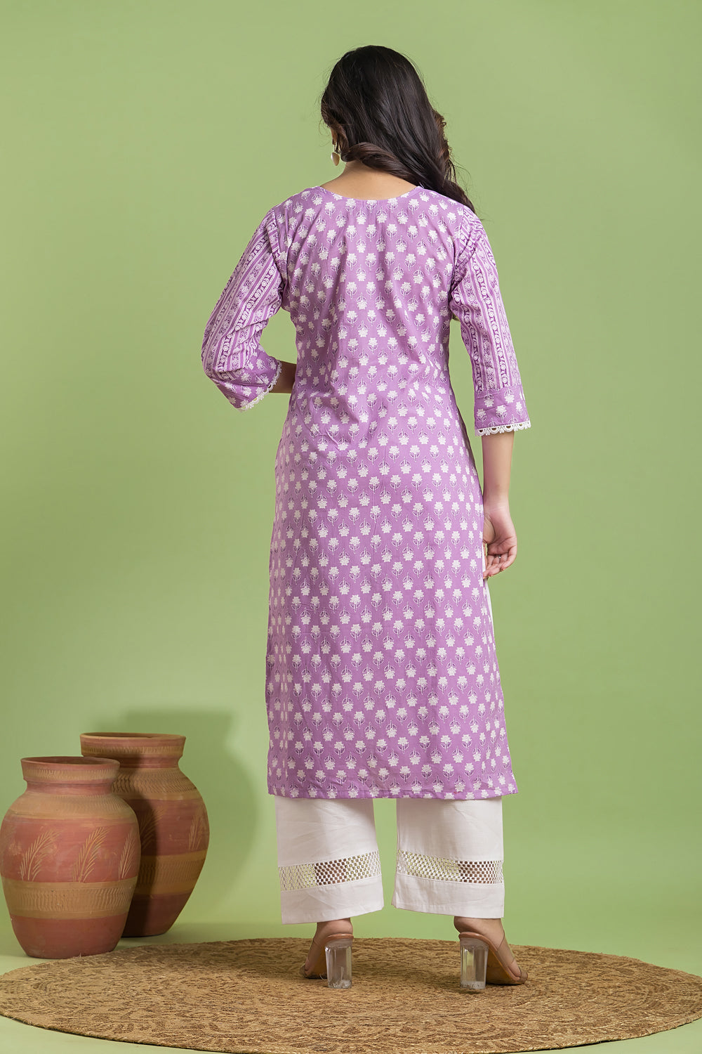 Lavender Floral Print Kurta