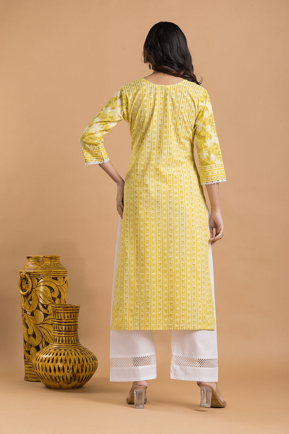 Light Yellow Striped Kurta