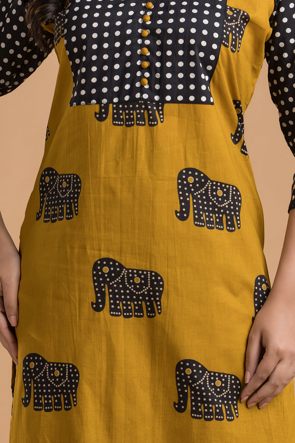 Yellow & Black Animal Print Kurta