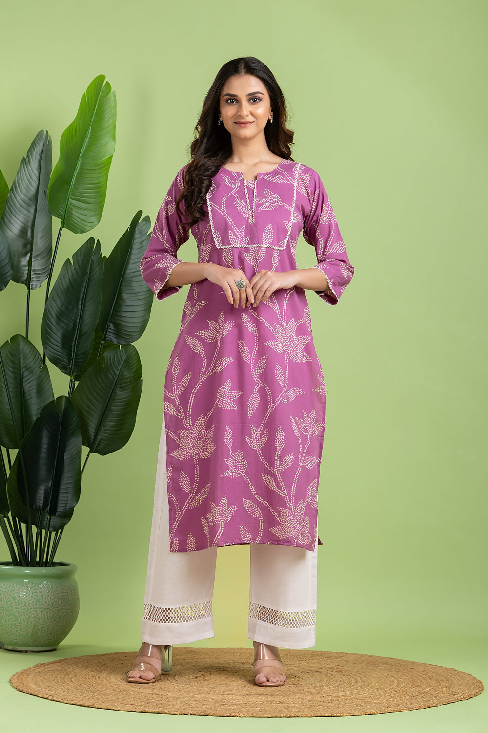 Lavender Floral Print Kurta