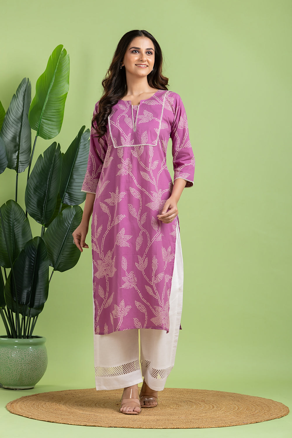 Lavender Floral Print Kurta