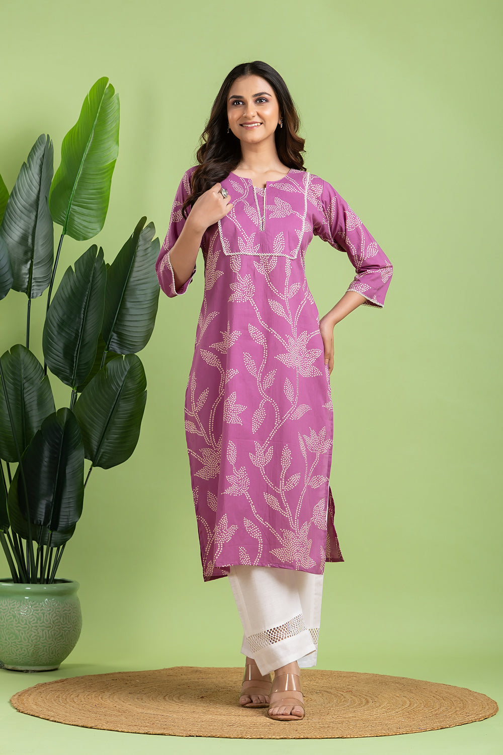 Lavender Floral Print Kurta