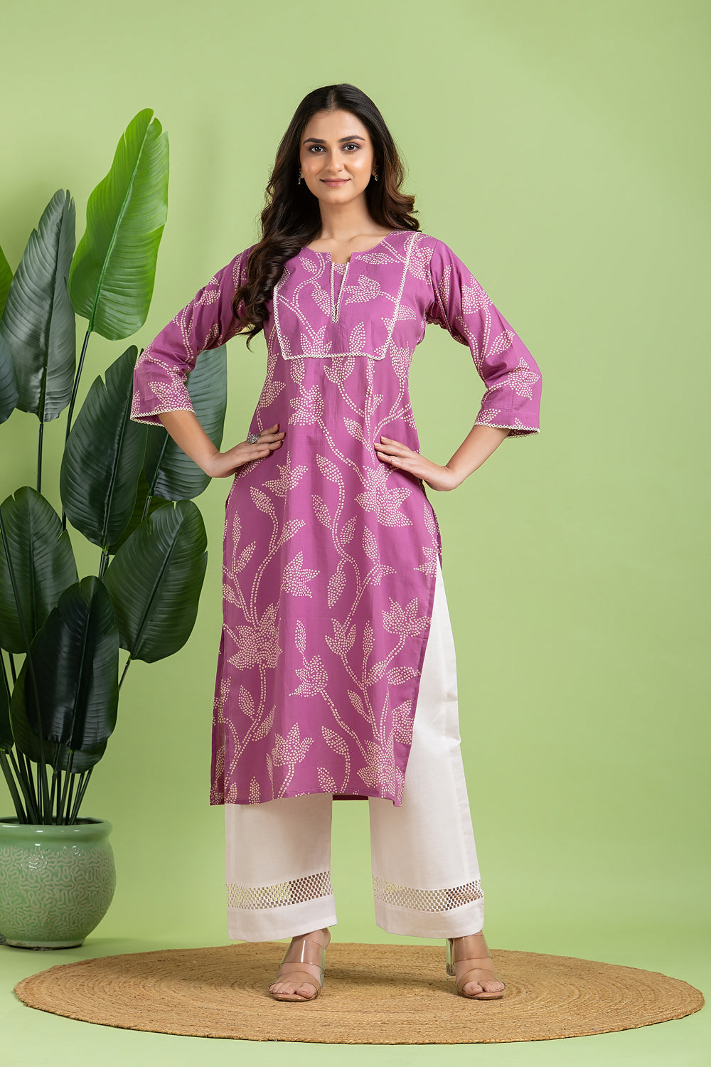Lavender Floral Print Kurta