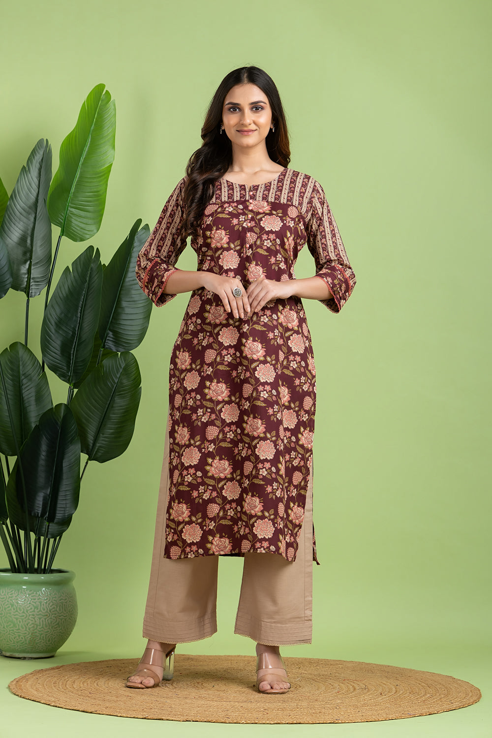 Purple Mix Match Floral Print Kurta