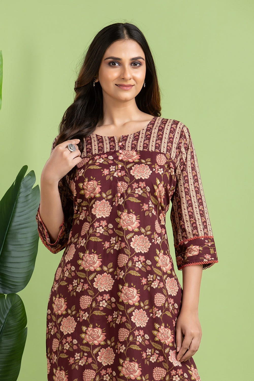 Purple Mix Match Floral Print Kurta