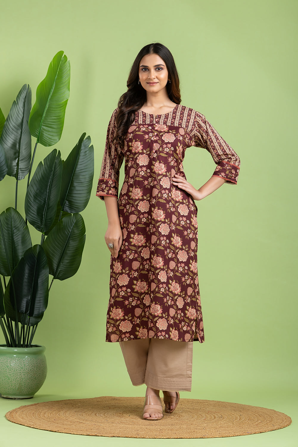 Purple Mix Match Floral Print Kurta