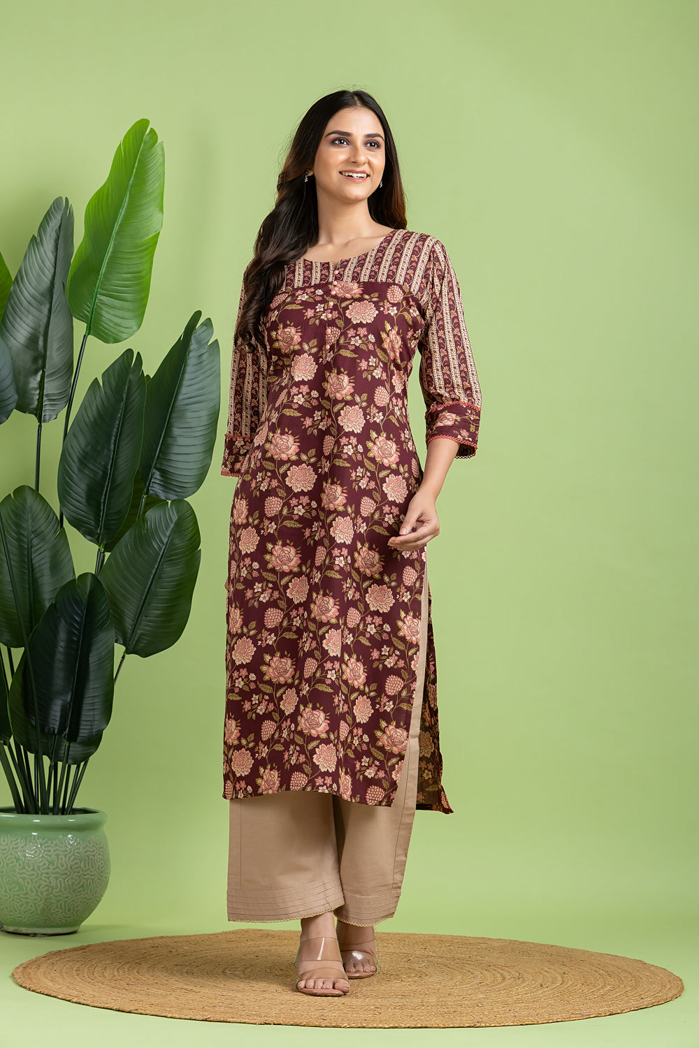 Purple Mix Match Floral Print Kurta