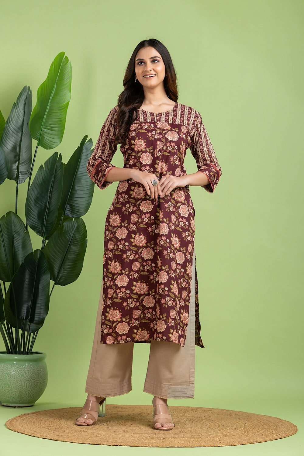 Purple Mix Match Floral Print Kurta