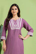 Lavender Floral Embroidered Kurta