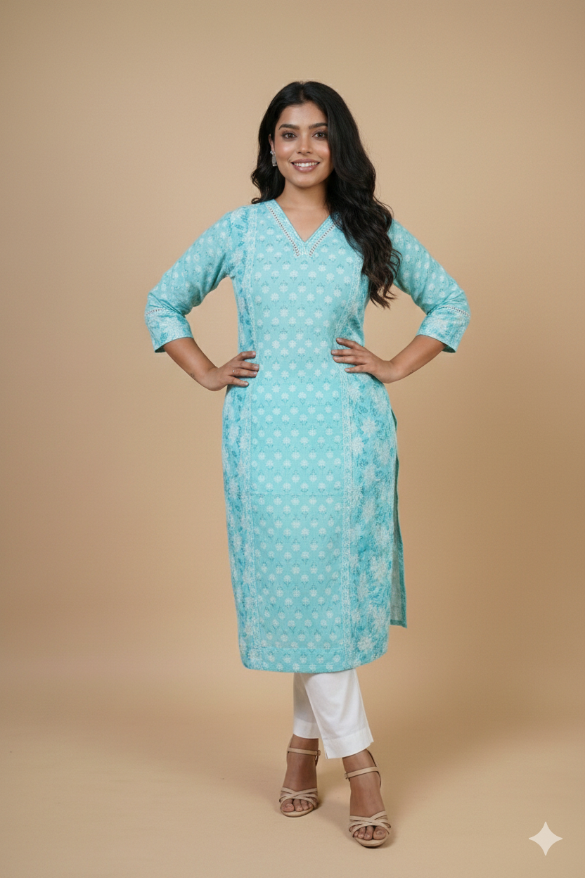 Aqua Blue Mix-Match Kurta