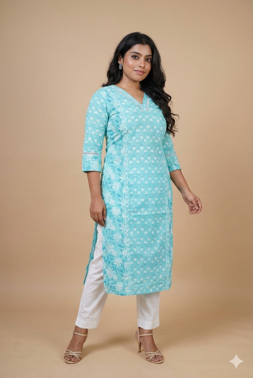 Aqua Blue Mix-Match Kurta