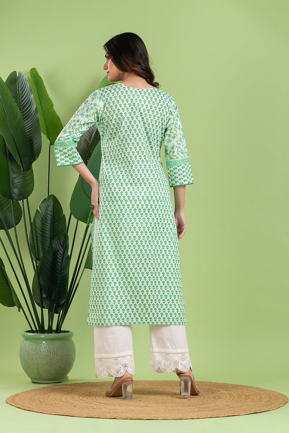 Mint Green Mix & Match Floral Print Kurta