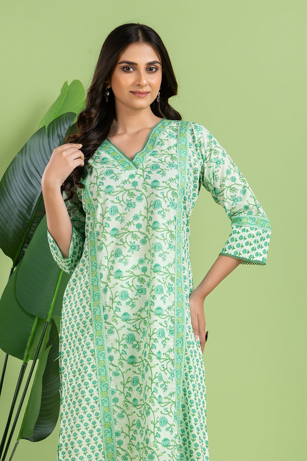Mint Green Mix & Match Floral Print Kurta