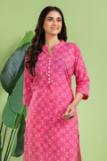 Hot Pink Bandhani Print Kurta