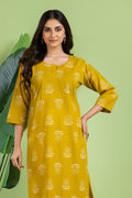 Yellow Floral Print Kurta