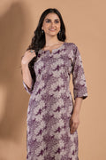 Purple & Grey Dahlia Print Kurta