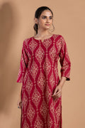 Dark Pink Ornate Print kurta