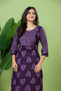 Purple Floral Print Kurta