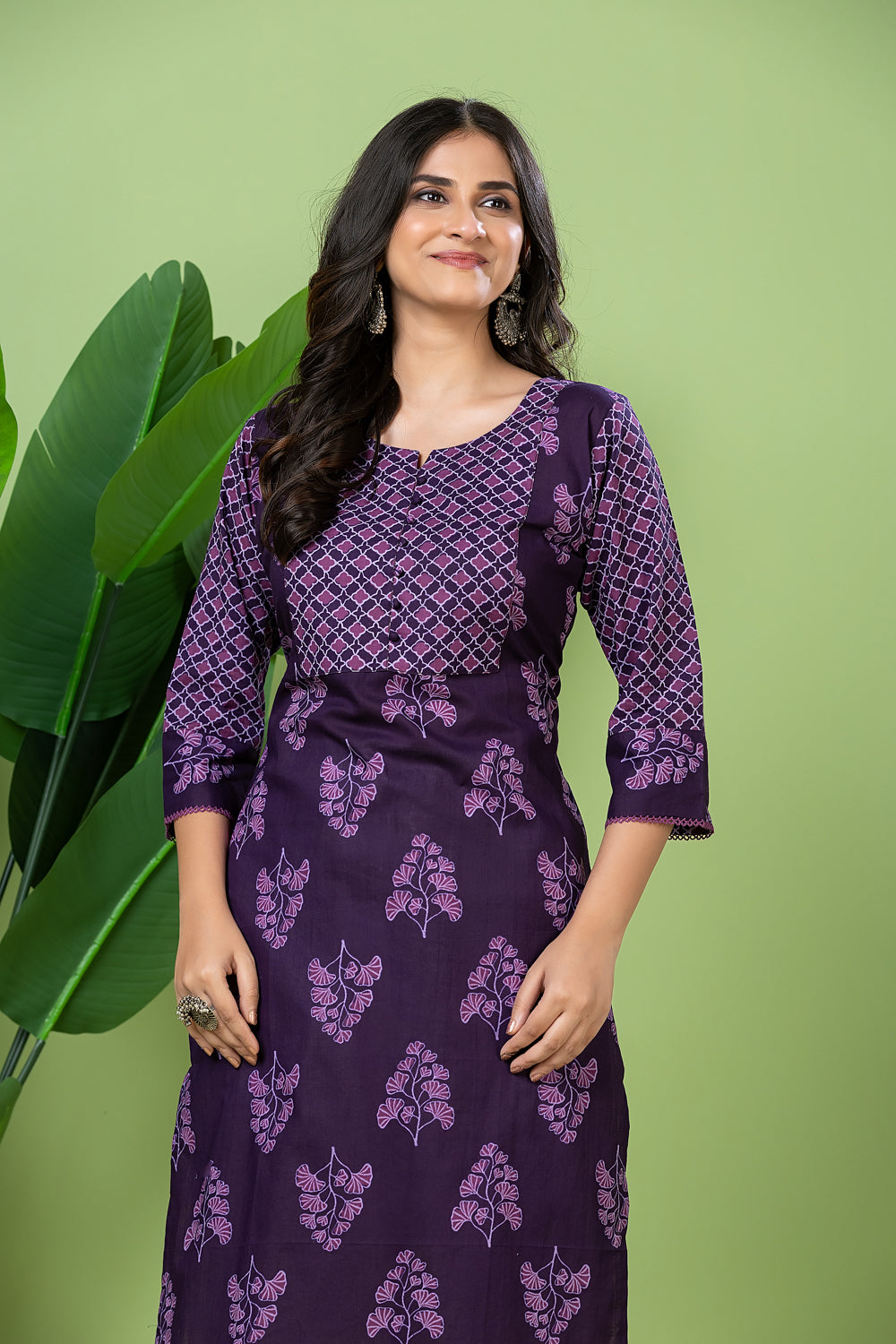 Purple Floral Print Kurta