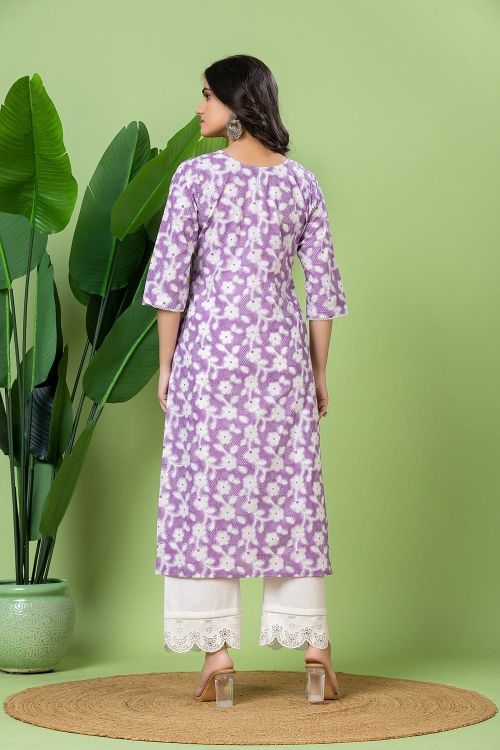 Lavender Floral Print Kurta