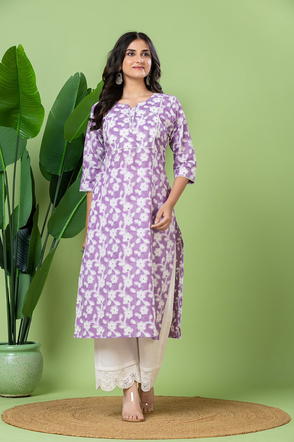 Lavender Floral Print Kurta