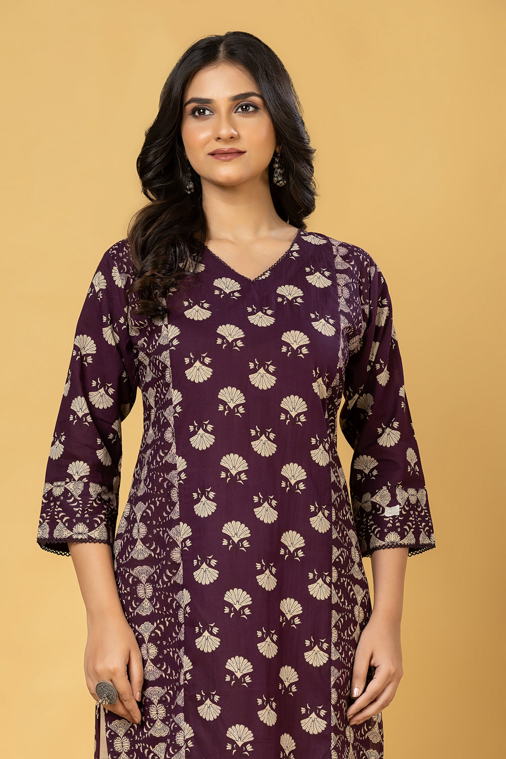 Purple Mix & Match Floral Print Straight Kurta