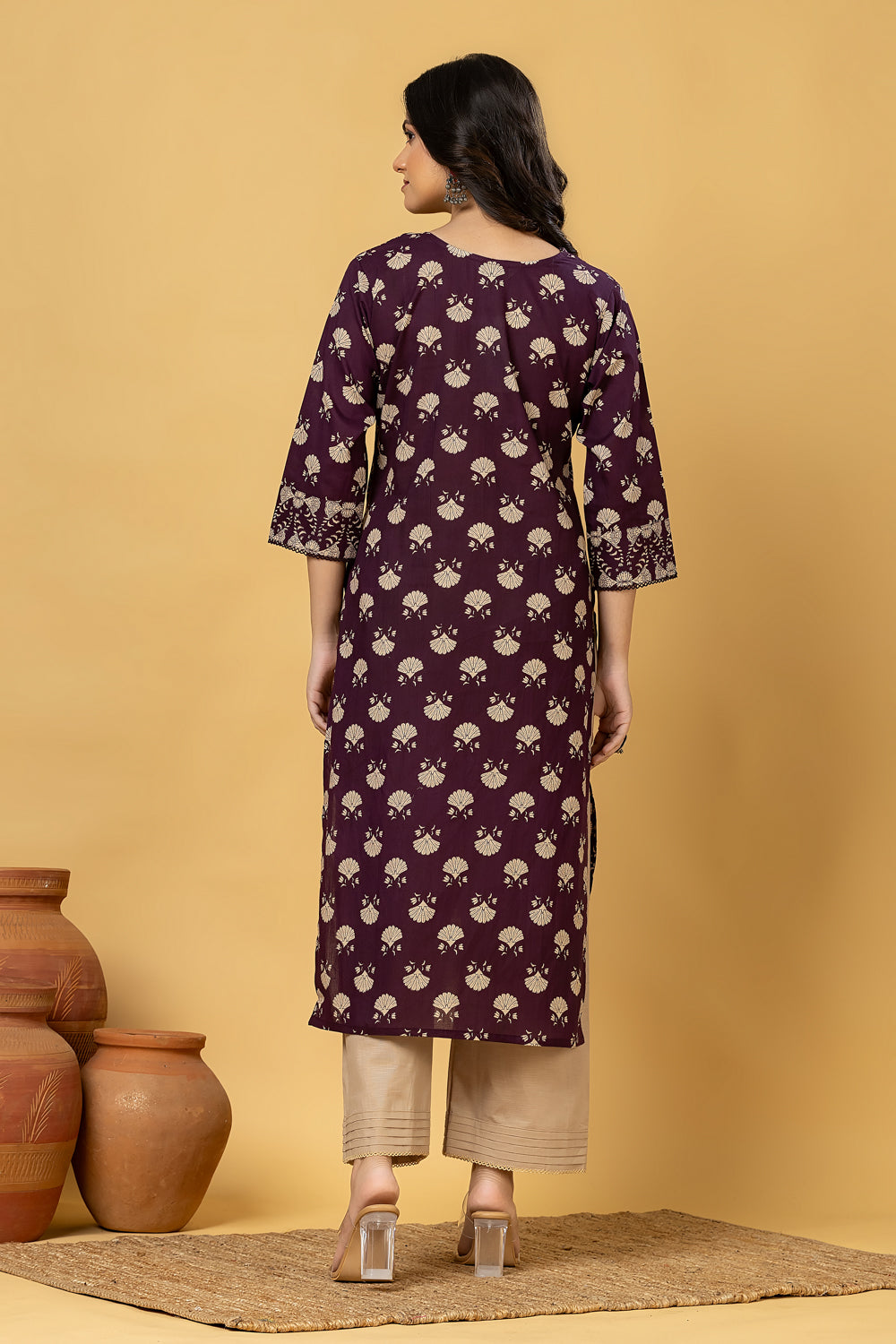 Purple Mix & Match Floral Print Straight Kurta