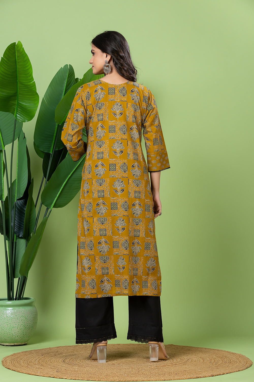 Yellow Mix & Match Floral Print Straight Kurta