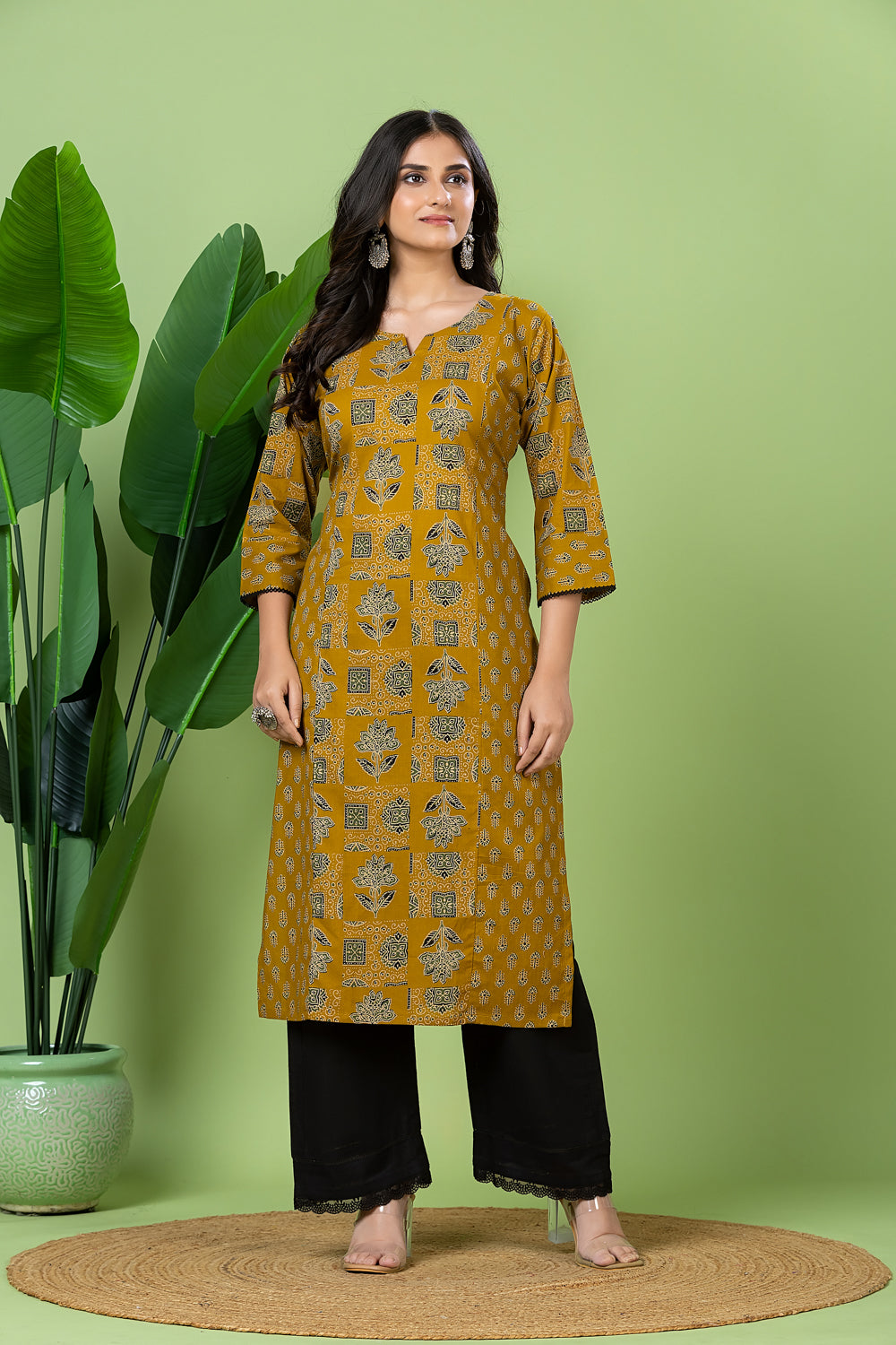 Yellow Mix & Match Floral Print Straight Kurta