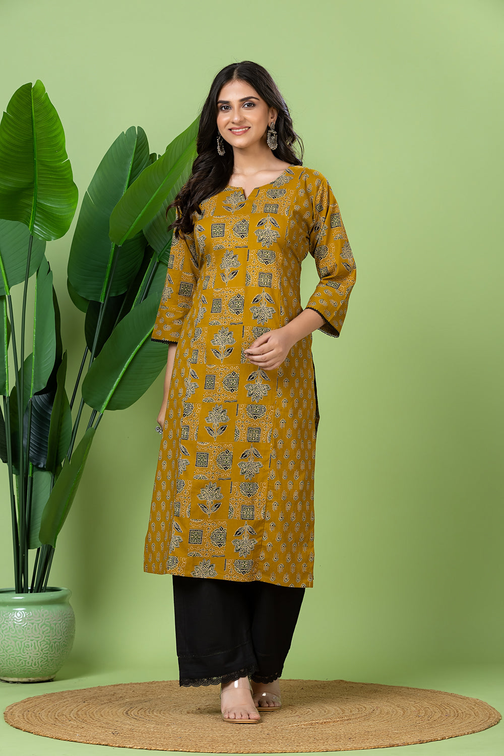 Yellow Mix & Match Floral Print Straight Kurta