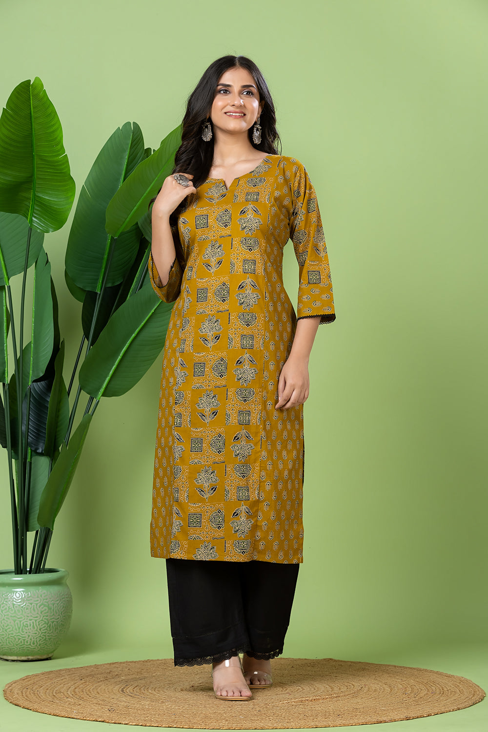 Yellow Mix & Match Floral Print Straight Kurta