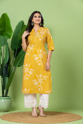 Yellow Floral Print Kurta