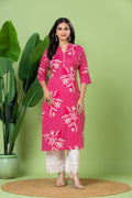 Magenta Pink Floral Print Kurta