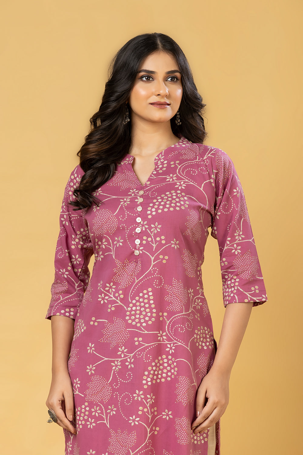 Dusty Pink Floral Print Kurta