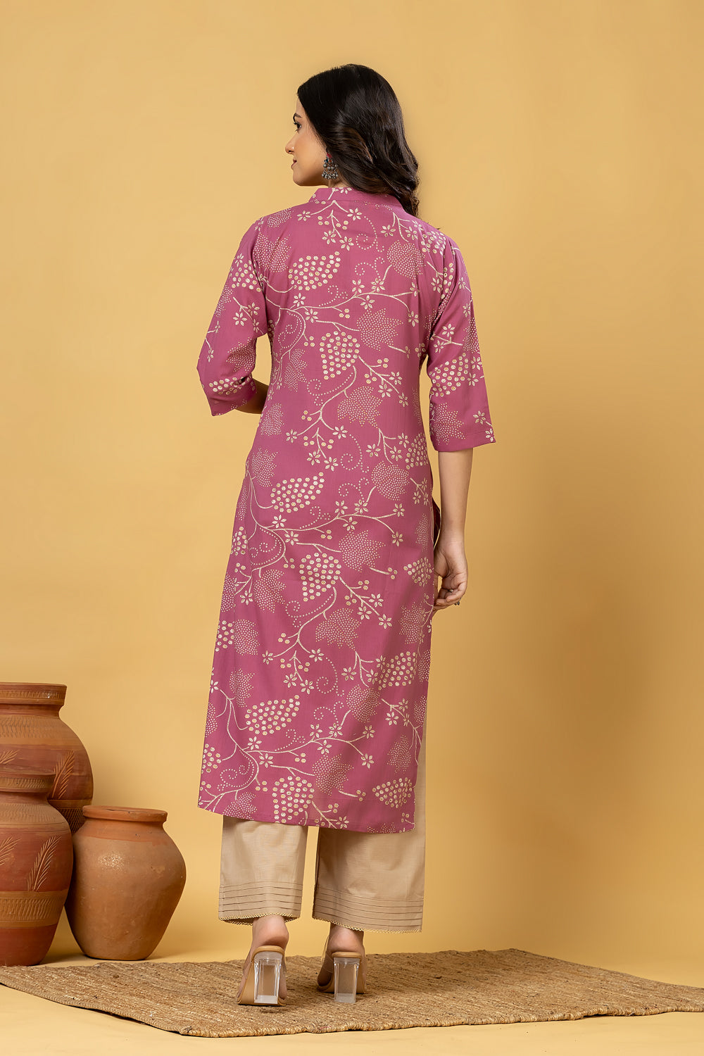 Dusty Pink Floral Print Kurta