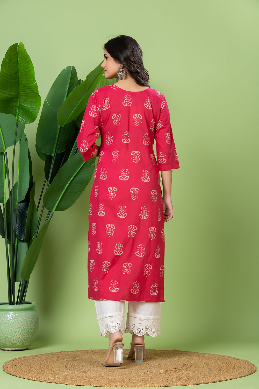 Pink Floral Print Kurta