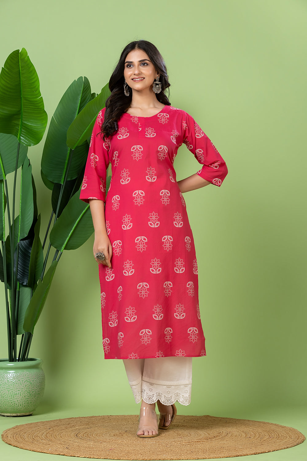 Pink Floral Print Kurta