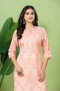 Orange Geometric Print Kurta